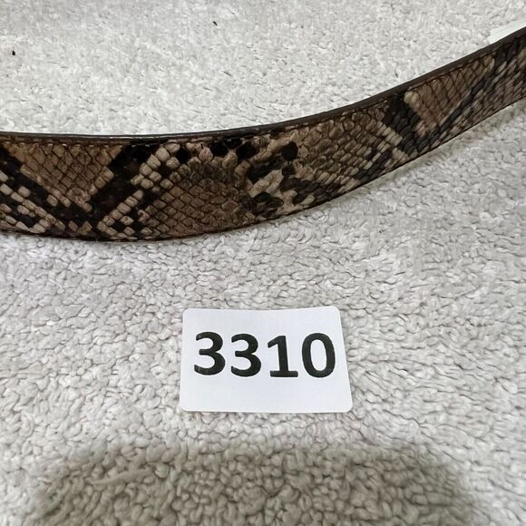 Express Womens Brown Double Ring Adjustable Belt XS Snakeskin Gold Plated NWT - Picture 10 of 10